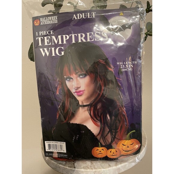 Black and Red Layered Wig Costume Accessory - Picture 2 of 4